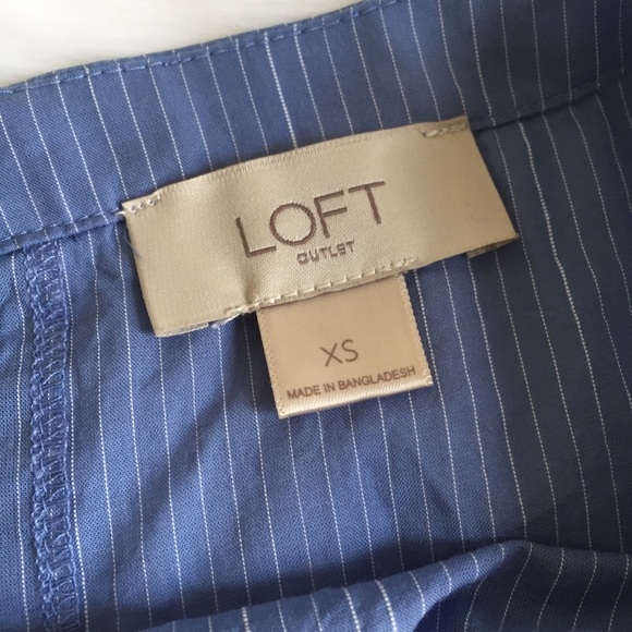 Loft Blue Pinstripe Blouse with Pirate Sleeves - Picture 4 of 5